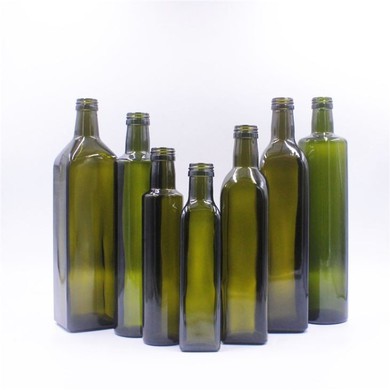 Dark Green Olive Oil Glass Bottle