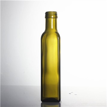 Stocked 375ml Antique Green Olive Oil Glass Marasca Bottle